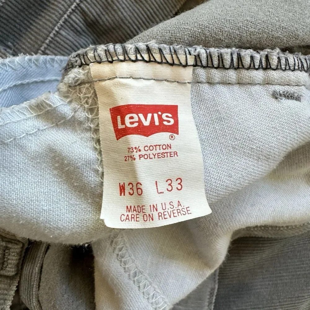 Vintage Levi's 515 Corduroy Jeans Mens 34‎ x 33 Gray USA Made 90s Cords
